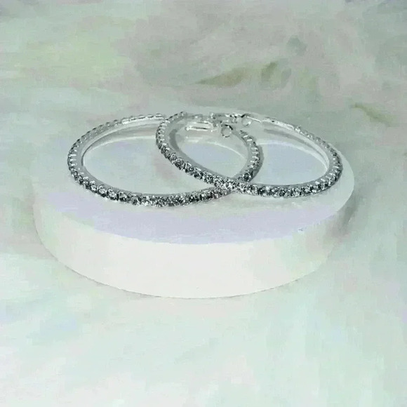 Sparkling Rhinestones Hoop Earrings - Picture 1 of 6